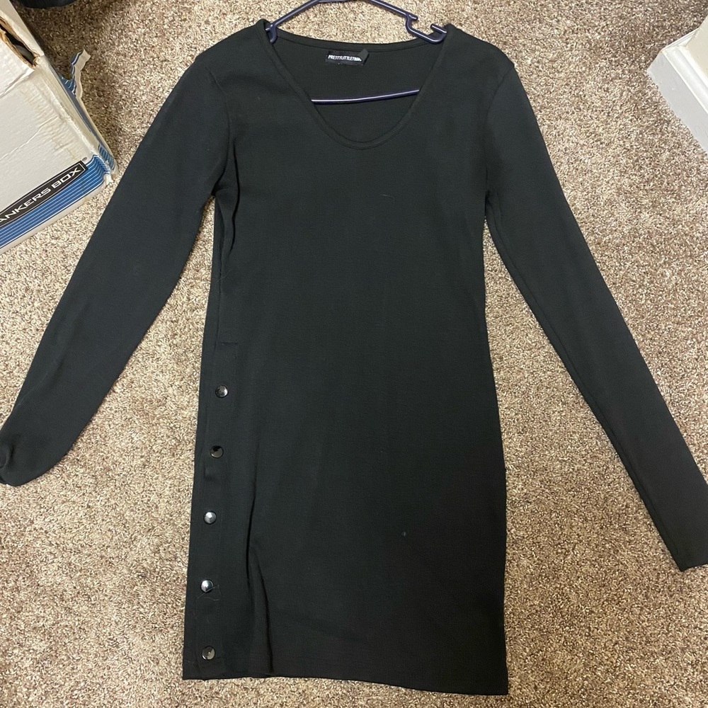 Pretty little thing little black sweater dress long sleeve